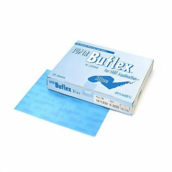 Super Buflex Flexible Dry Sanding Sheets, Blue K-2500, Hook & Loop, 191-1534, 25 Sheets