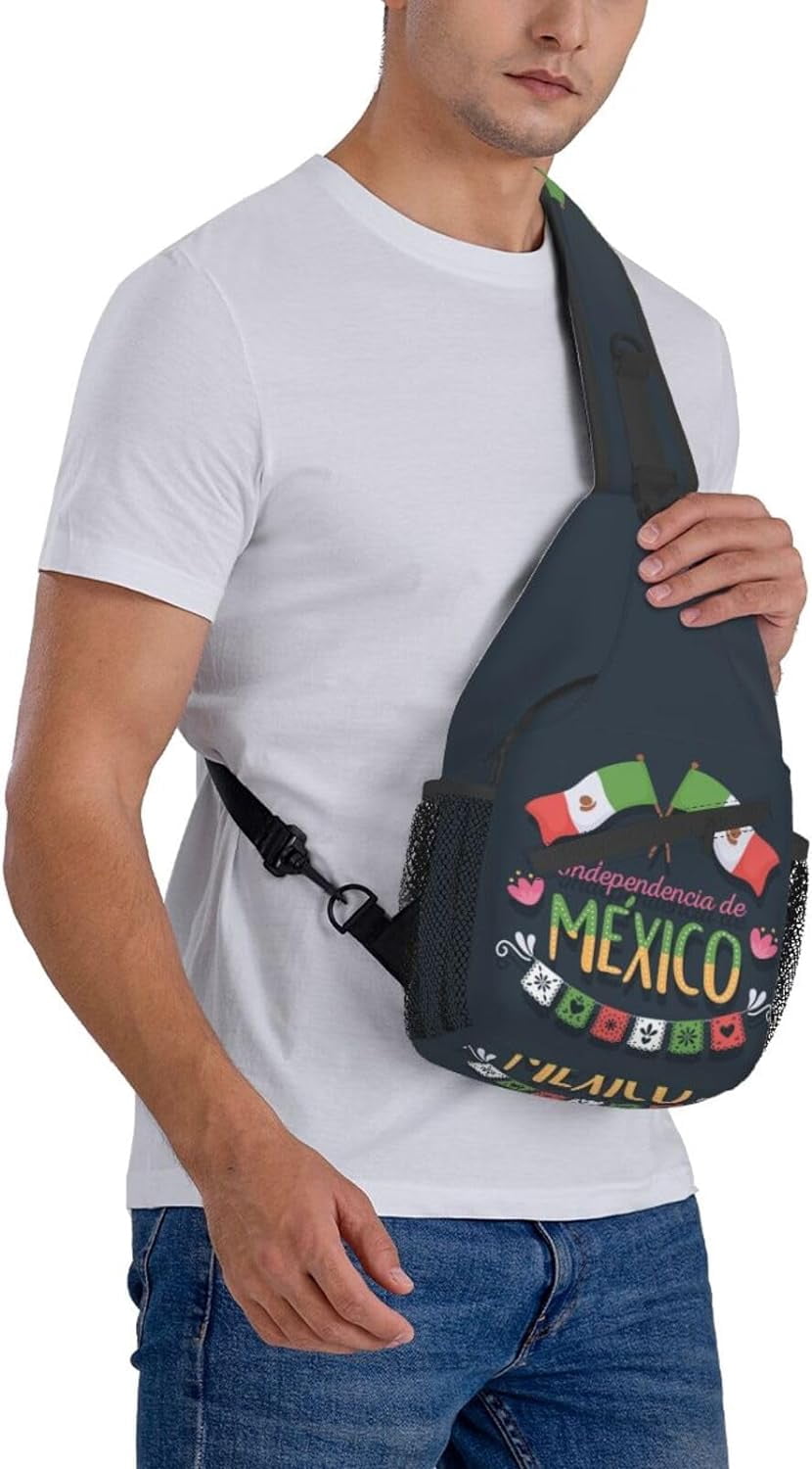 Mexico Hispanic Mexico Independence Day 2023 Sling Bag Crossbody Hiking Travel Chest Bags Backpack Shoulder Daypack for Women Men