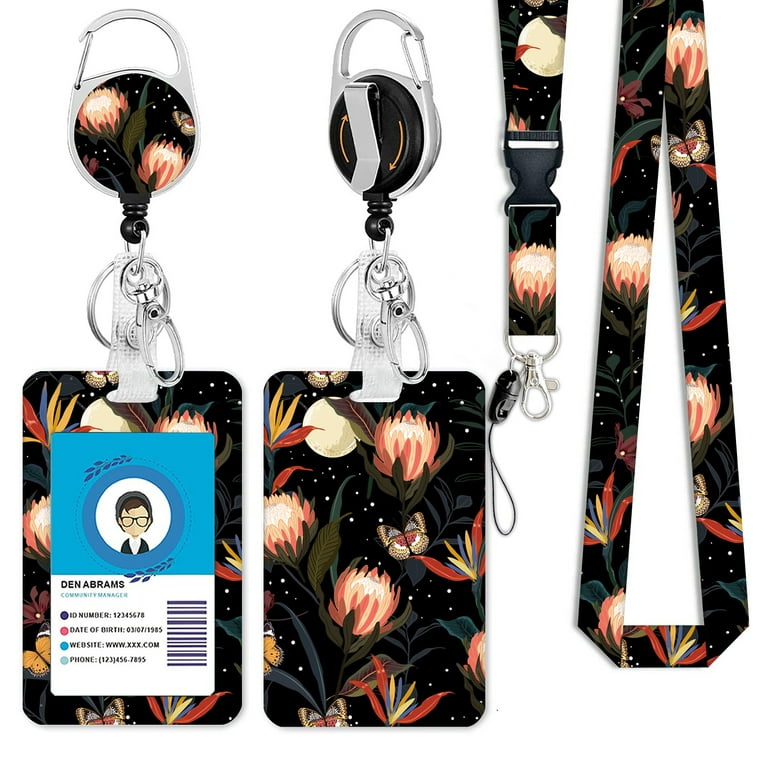Water Lily Lanyards for Id Badges, Cute Retractable ID Badge Holder with  Detachable Lanyard, Fashionable Badge Reel Heavy Duty with Carabiner Clip,  Nurse Teacher Office Gifts 