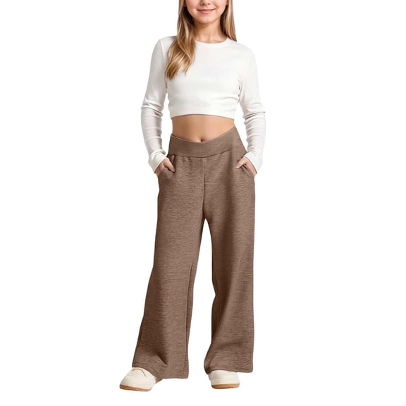 Girls Athletic Sweatpants Relaxed Fit Joggers – Soft Stretch Fabric Casual Training Trousers for School Outdoor Activity Everyday Wear Age 4-14