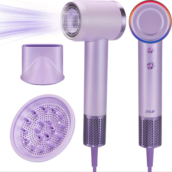 Professional Ionic Hair Dryer, 130000 RPM High-Speed Brushless Motor Negative Ionic Blow Dryer for Fast Drying, Low Noise Thermo Control Blow Dryer with Magnetic Diffuser And Nozzle