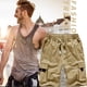 thumbnail image 4 of Pantalones cortos cargo para hombre, cintura elástica, corte relajado, pantalones cortos de trabajo informales de algodón para verano, 4 of 5