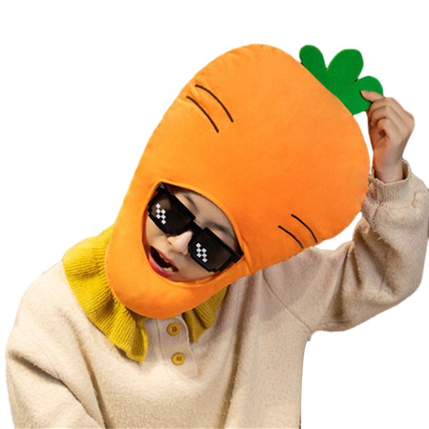 Capucha fotográfica con forma de fruta colorida y brillante, suave felpa, para la cabeza, con apertura para la cara, accesorio para fiesta de disfraces de celebridades de Internet