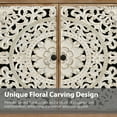 thumbnail image 6 of VineSparkle Floral Carved Buffet & Sideboard Cabinet,Elegant Accent Cabinet with Adjustable Shelves, Solid Wood Legs & Intricate Handles for Dining Room,living room Storage, 6 of 11