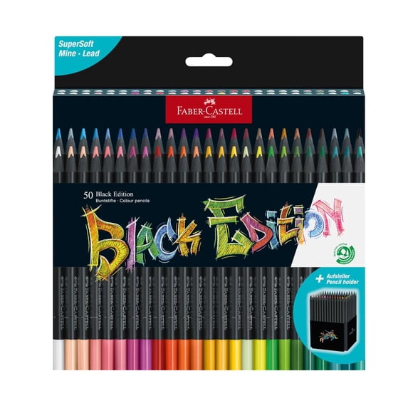 Lápices de colores Faber-Castell Black Edition 50 Black Wood
