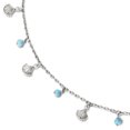 thumbnail image 1 of 925 Sterling Silver Turquoise Adjustable 9 10 Anklet Ankle Bracelet, 1 of 6