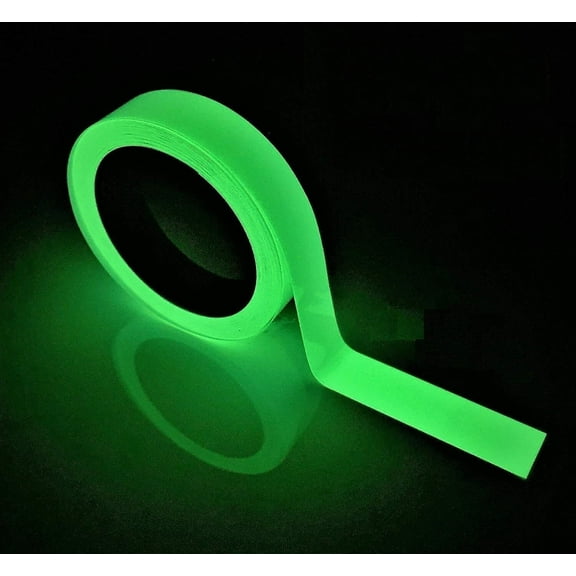 Glow-in-the-dark tape - 33 ft x 0.47 inch glow glow glow/glow emergency roll safety exit marking stairs, walls, steps, exit signs. Illuminated professional theater stage floor