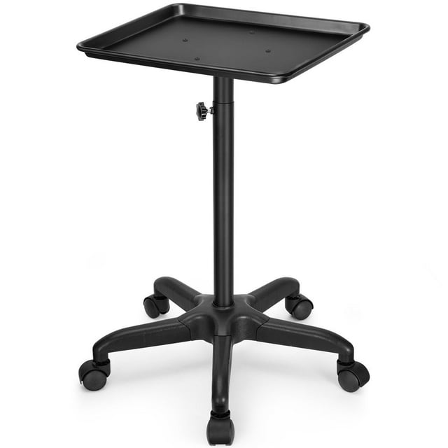 FLOLXNB Chariot de Plateau de Salon Plateau de Tatouage en Aluminium de Qualité Supérieure Chariot Roulant Hauteur Réglable Chariot Utilitaire de Rangement pour Clinique Spa Plateau Roulant (Noir)