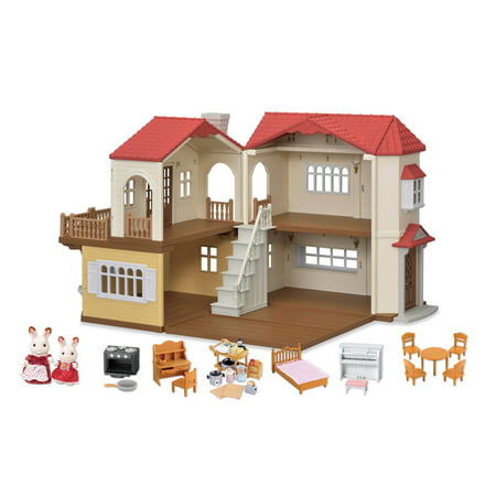 Calico Critters Red Roof Country Home Gift Set, Ready to Play with 2 Figures and (Calico Critters Best Price)