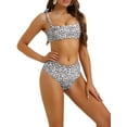 thumbnail image 4 of INSPIRE CHIC Conjuntos de Bikini de Leopardo con Tirantes Ajustables para Mujeres 2 Piezas de Baño de Cintura Alta Tallas X-Small Negro, 4 of 5