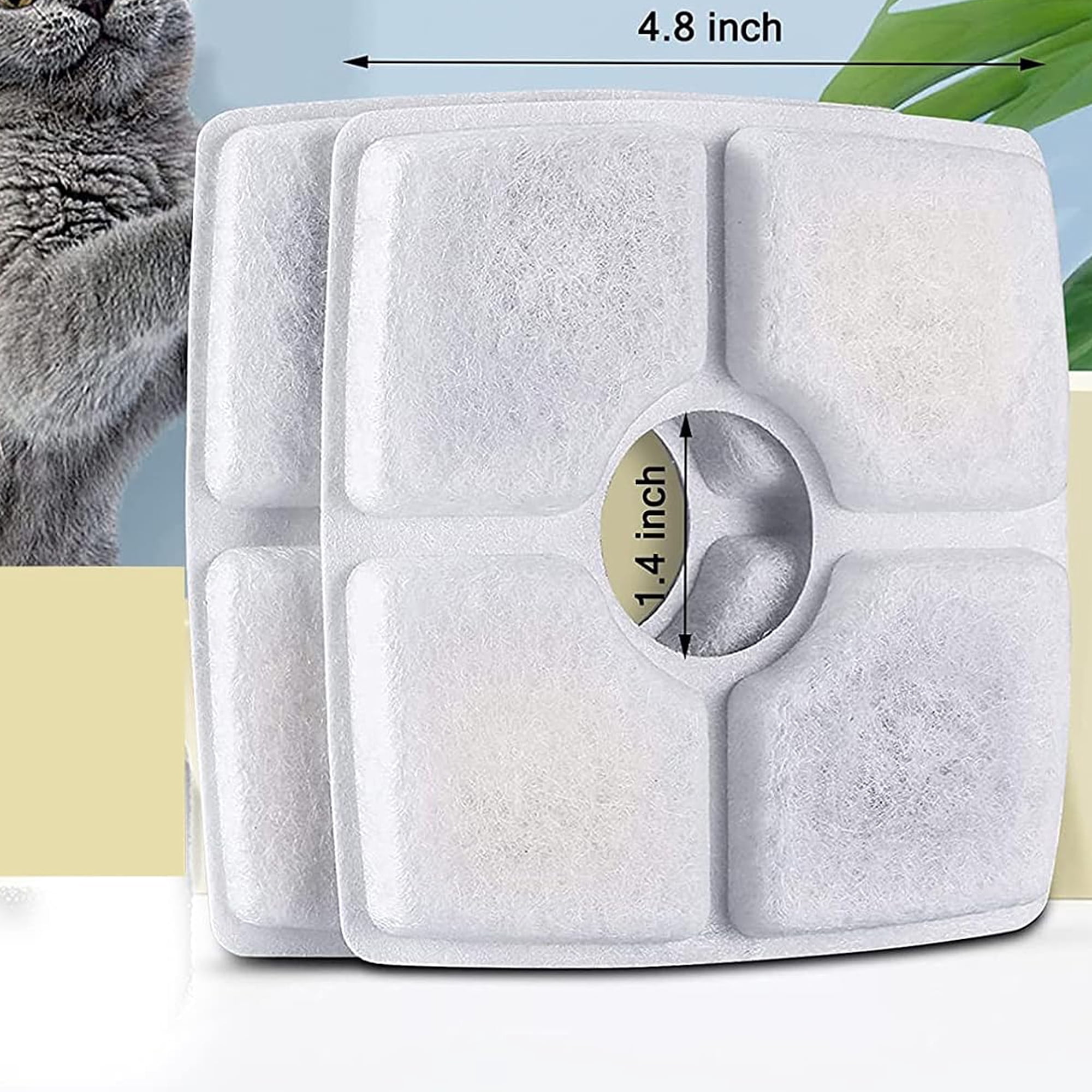 Genligt 14 Pack Activated Carbon Filters 14 Pack Sponges Foam, for Square 84OZ/2.5L Cat Water Fountain Filters, Automatic Pet Fountain Filter Replacement