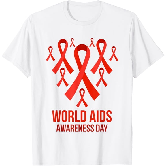We Wear Red Red Ribbon Day World AIDS Day Awareness T-ShirtMen's and women's pure cotton short-sleeved shirts