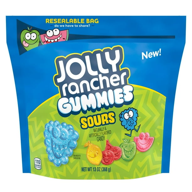 JOLLY RANCHER, Assorted Fruit Flavored Sours Gummy Candy, Resealable