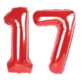 thumbnail image 1 of Balloon Kelfuoya - Lámina de mylar (40 cm), color rojo, número 17, para fiestas, 1 of 8