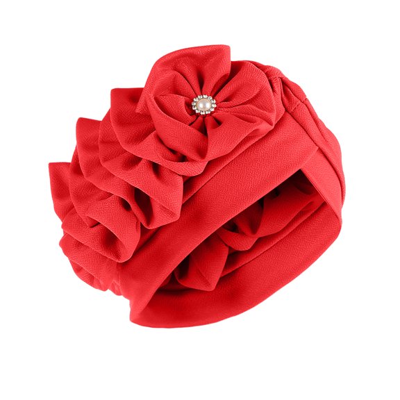 Babysbule Hats for Women Winter Women Solid Floral India Muslim Ruffle Chemo Hat Headwear Wraps Turbans Beanie Cap Headwraps
