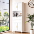 thumbnail image 5 of CXUZCZ 75" Tall Kitchen Pantry Cabinet,Metal Storage Cabinets with 2 Drawers and Adjustable Shelves,Freestanding Display Cupboard for Dining Room,Living Room,Hallway,Bathroom,White, 5 of 9