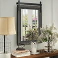 thumbnail image 3 of YOSHOOT Farmhouse Barn Door Mirror,32"x24" Rustic Bathroom Mirror, Wood Frame Wall Mirror, Wooden Mirror for Living Room Bedroom Entryway Wall Décor,Black, 3 of 5