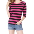 thumbnail image 1 of INSPIRE CHIC T-Shirt pour Femme Fête des Mères Non Doublé Col Rond Manches au Coude Coupe Ajustée Décontracté 2TG Rouge Noir, 1 of 8