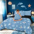 thumbnail image 3 of meiyoeat Kawaii Blue Cartoon Coral Shark Full Size Bedding Sets for Boys Girls, Cute Kids Starfish Marine Full Size Bed in a Bag, Blue, Black Reversible, 7-Piece, 3 of 5