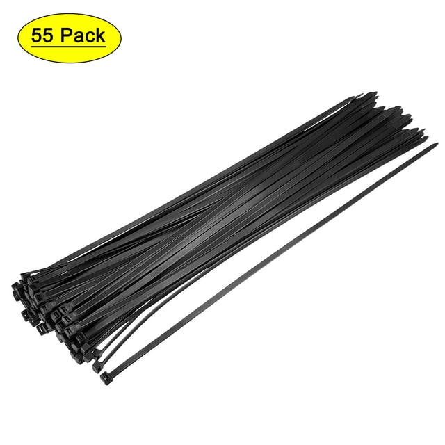 Unique Bargains 55pcs Cable Zip Ties, 20 Inch x 0.22 Inch Self-Locking Nylon Tie Wraps Black