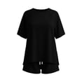 thumbnail image 5 of QSAWXQZ Women's Lounge Shorts Set Oversized Short Sleeve Crew Neck Loose T Shirt Drawstring Elastic Waist Bottoms with Pockets Soft Breathable Athletic Leisure Workout Outfit XL, 5 of 6