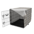 thumbnail image 3 of Neutral Color Dog Crate Cover, Geometric Modern Illustration of Bicolour Contemporary Squares Print, Easy to Use Pet Kennel Cover for Dogs, 35" x 23" x 27", Dimgray Tan White, by Ambesonne, 3 of 6
