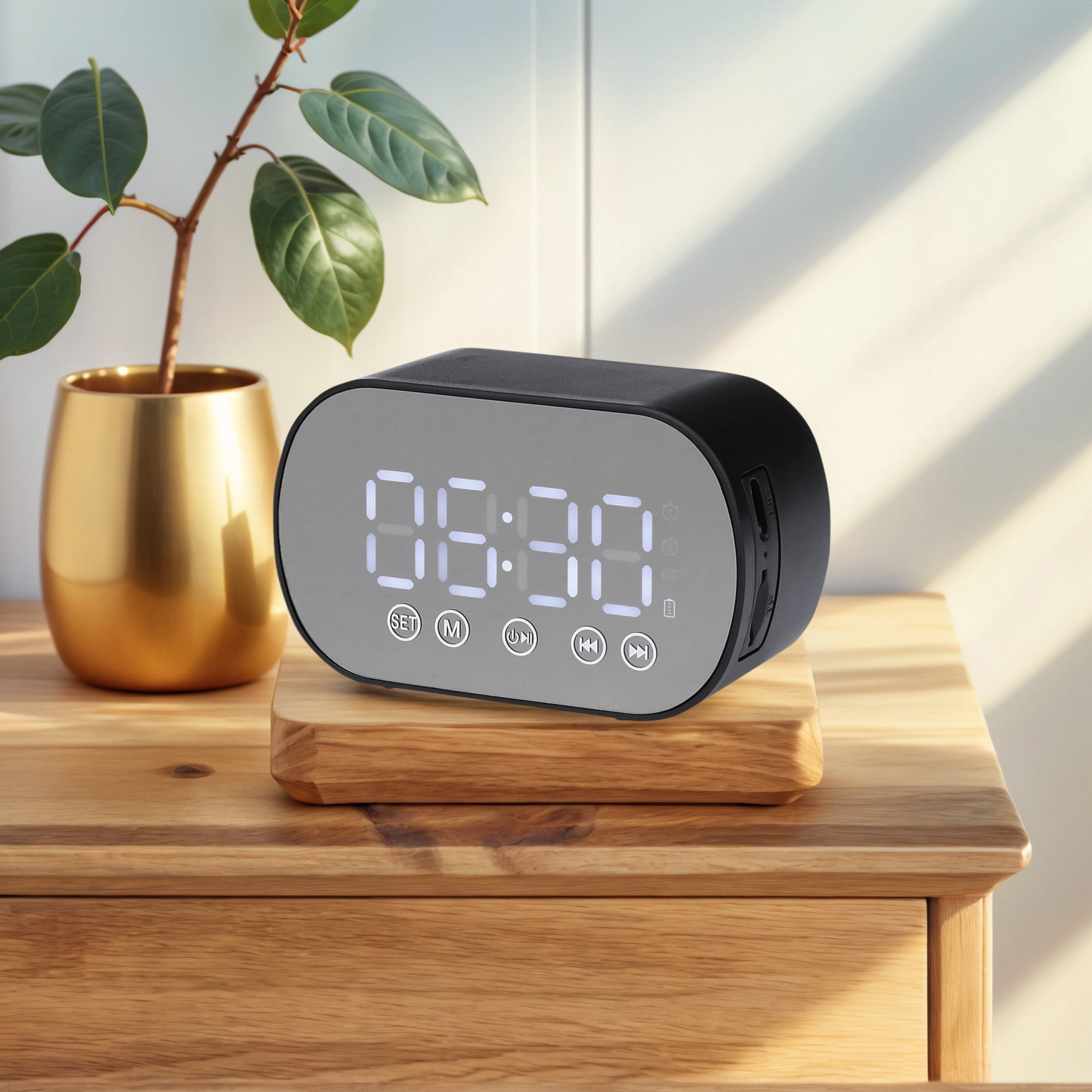 Unique Bargains 2 Pcs Digital Alarm Clock with FM and Speaker Function Black