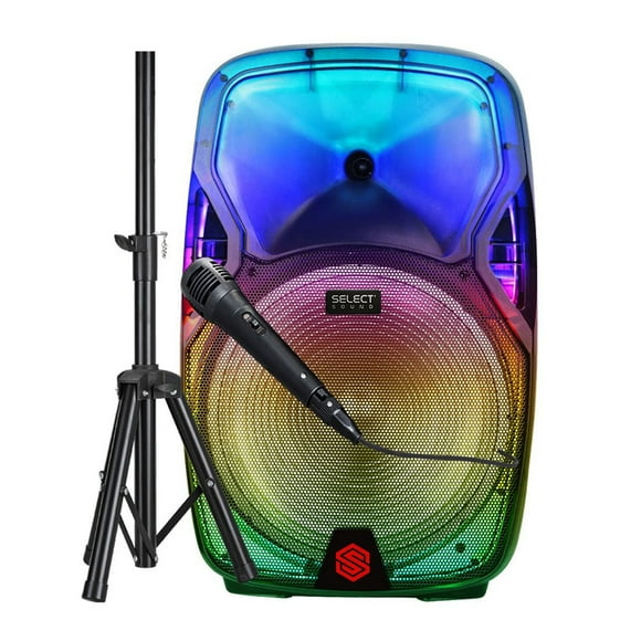 Bocina Bafle Inalámbrica Select Sound BT1507 Con Micrófono y Tripie Luz Led