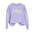 thumbnail image 2 of Gamivast Crewneck Sweatshirts Women Game Day Football Stitched Oversized Chiefs Shirts Long Sleeve Drop Shoulder Crewneck Pullover Funny Superbowl Outfits, 2 of 3