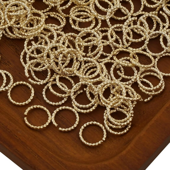 100PCS 14k Gold Filled Twisted Open Jump Rings for Jewelry Making and Connectors (8 MM)