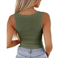 thumbnail image 4 of Lumtrix Women'S Sleeveless Scoop Neck Fitted Tank Top Ribbed Knit Casual Basic Cami Summer Vacation Shirts Army Green L, 4 of 4