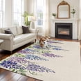 thumbnail image 2 of Large Area Rugs for Living Room Bedroom, Purple Flowers 8'x10' Rug Washable Carpet Runner Indoor Outdoor, Weeping Spring Floral Rustic Pastoral Non Slip Floor Mats Rug for Kitchen, Patio, 2 of 8