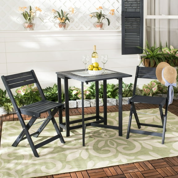 Safavieh Gallo 3 Piece Outdoor Contemporary Wood Balcony Bistro Set