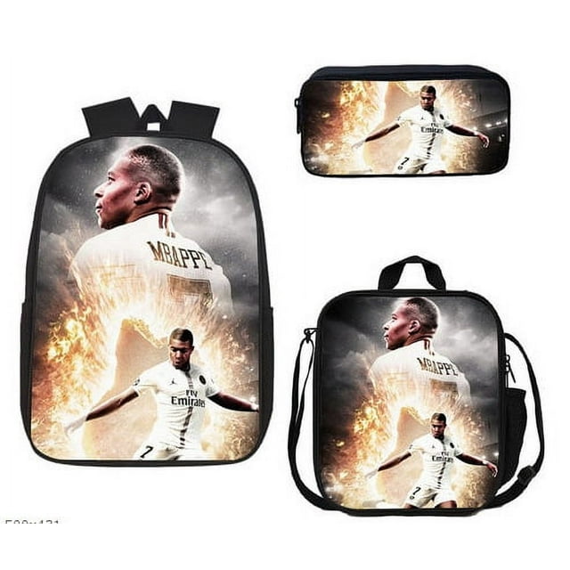 Soccer Star Printed Backpack Three-piece Set, Youth School Bag, Student Backpack-SinKeeU