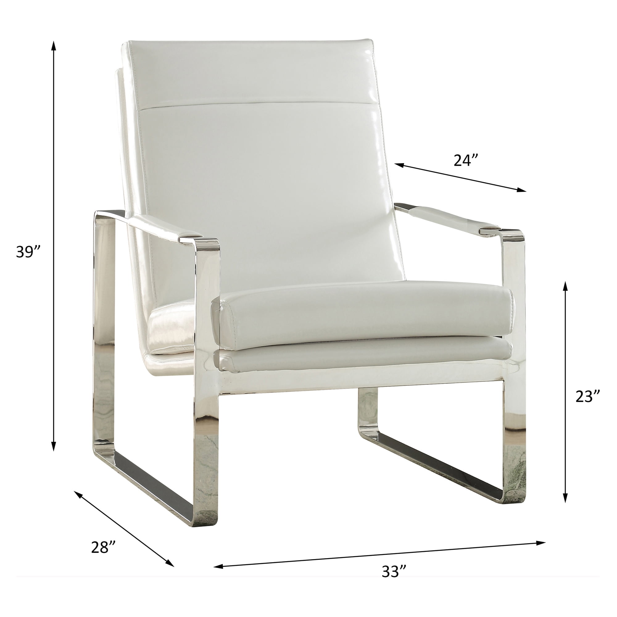 ACME Rafael Upholstery Accent Chair in White and Stainless Steel