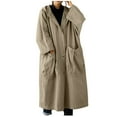 thumbnail image 2 of Black and Friday Clothing Sales Idoravan Trench Coats for Women Plus Size Women's Solid Color Lapel Pocket Oversize Long Jacket Cardigan Jacket Khaki, 2 of 9