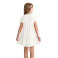thumbnail image 3 of Actgleam Girls Waffle Short Sleeve Dresses Summer Casual Skater Swing Twirly Sundress For Girl,White,8-9Years, 3 of 13