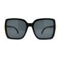 thumbnail image 2 of Womens Minimal 90s Designer Oversize Rectangle Sunglasses All Black, 2 of 4