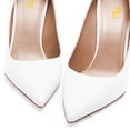 thumbnail image 4 of FSJ Women Classic Pointed Closed Toe Slip On Pumps Unique Flared High Heel Sexy Ladies Party Wedding Office Basic Dress Shoes Size 6.5 White, 4 of 4