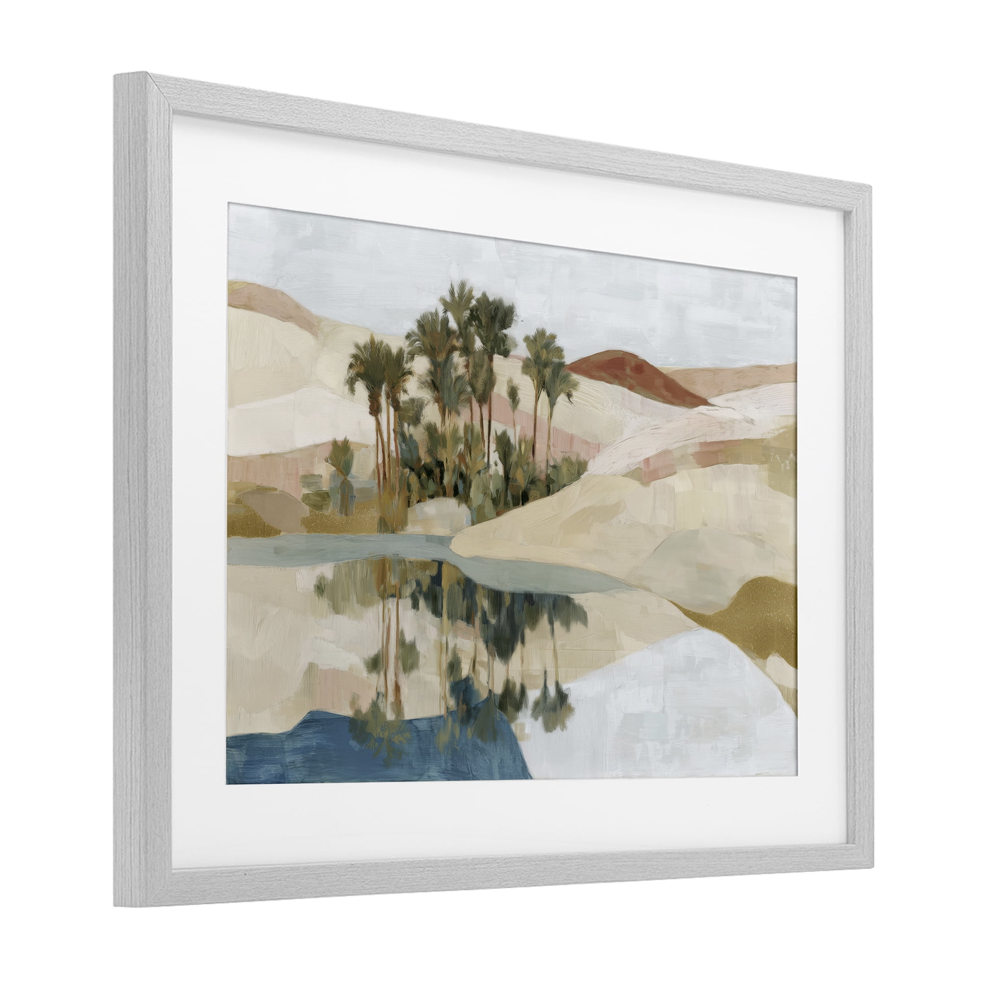 Stupell Industries Desert Oasis with Palm Reflection Gray Framed Print Under Glass, design by Chromatic Storm Studio