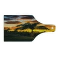 thumbnail image 2 of Palm Tree Cutting Board, Palm Tree Silhouette Scene at the Sunset Twilight Tranquility in Nature Image, Tempered Glass Cutting and Serving Board, Wine Bottle Shape, Orange Green, by Ambesonne, 2 of 5
