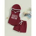 thumbnail image 3 of Bagilaanoe Baby Boy 4th of July Outfits 0-3T Infant Independence Day Clothes 2PCS Toddler Summer Sleeveless Letter Print Hooded Vest Tops Shorts Set, 3 of 8