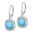 thumbnail image 2 of 14k White Gold Turquoise and Diamond Leverback Earrings, 2 of 4