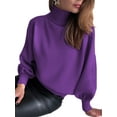 thumbnail image 2 of Arvbitana Women Spring Sweaters Pullover Cropped Turtleneck Solid Color Long Sleeve Knit Jumper Tops Streetwear, 2 of 9