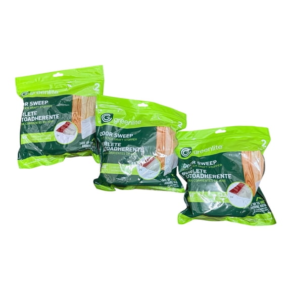 Greenlite 40" x 1" Silicone Clear Self-Stick Door Sweep with 2 Pieces Per Pack (3 Packs)