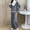 Gray, variant on Womens Fashion New Fashion Casual Solid Color Knitted Set Casual Top and Pants Two-piece Set Sleek Casual Wear