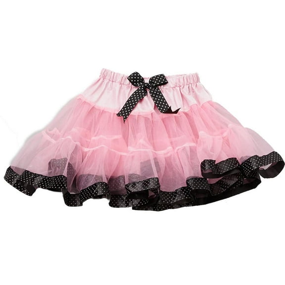 Wenchoice Girl's Pink & Black Polka Dot Pettiskirt - XL(7T-8T)