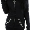 thumbnail image 5 of Women Loose Gothic Punk Long Sleeve Hooded Solid Black Cardigan Jacket Coat Jacket Junior Full Coats for Women Short Work Jackets for Women 2sable Jacket Light Weight Jackets for Women with Zipper, 5 of 7