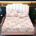 thumbnail image 6 of Jeiento Watercolor Pink Rose Bedding Collection, Soft Breathable Bed Sheet Set with 2 Pillow Covers, Wrinkle Resistant Floral Printed Fitted Bedding Set for Bedroom, King Size, 6 of 7