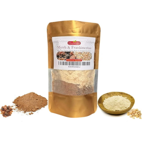 Frankincense & Myrrh Powder – 100% Pure Ground Resin Blend – Loose Incense for Burning & Aromatic Rituals – 4 oz | HAMSH